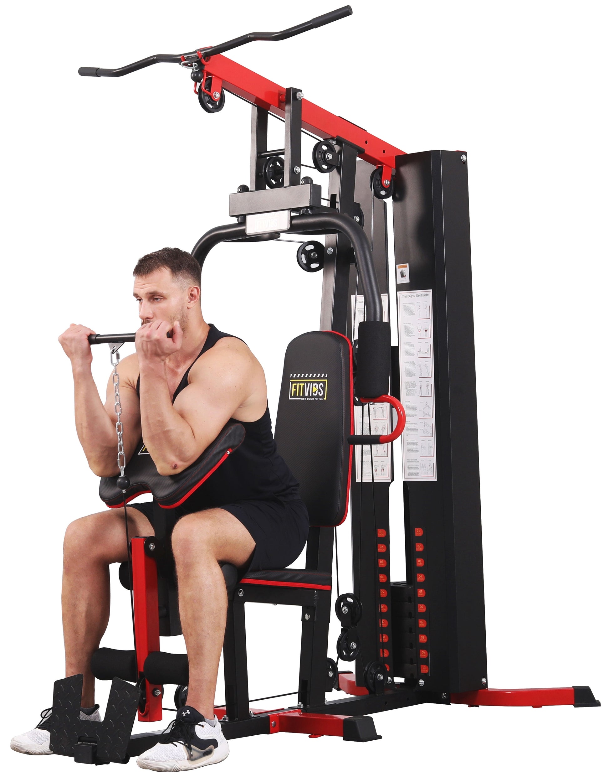 LX760 Multifunctional Full Home Gym System Workout Station with 122.5 Lbs Weight Stack, One Station with Leg Training Pedal, Comes with Installation Instruction Video, Ships in 5 Boxes