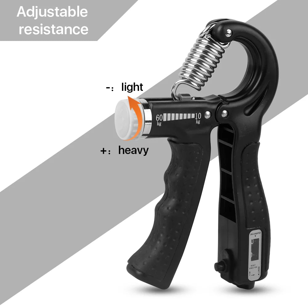 Hand Grip Strengthener Exerciser Adjustable Strength Workout Grip Strength Trainer for Exercise Finger Forearm Wrist, Black, Pack of 1