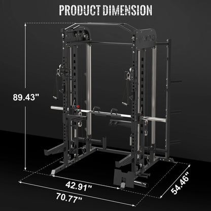 Smith Machine Home Gym, 2100LBS Smith Rack with Cable Crossover and 800LBS Weight Bench, Home Gym Equipment