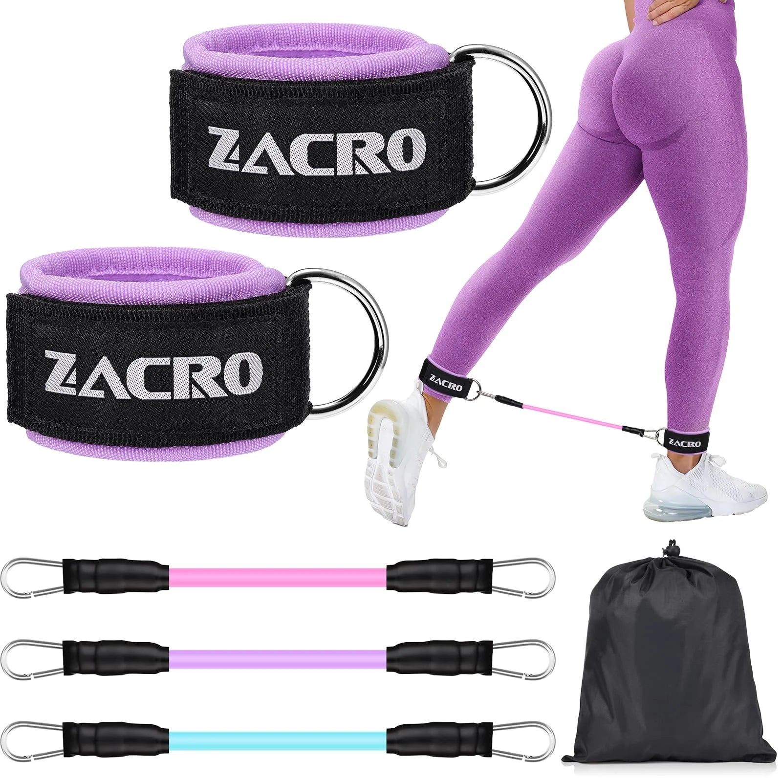 Ankle Resistance Bands Set, 3 Levels Ankle Tube Band with Cuffs, Ankle Bands for Home Workouts & Gym, Recoils and Glutes Workout, Legs Resistance Bands for Women & Men