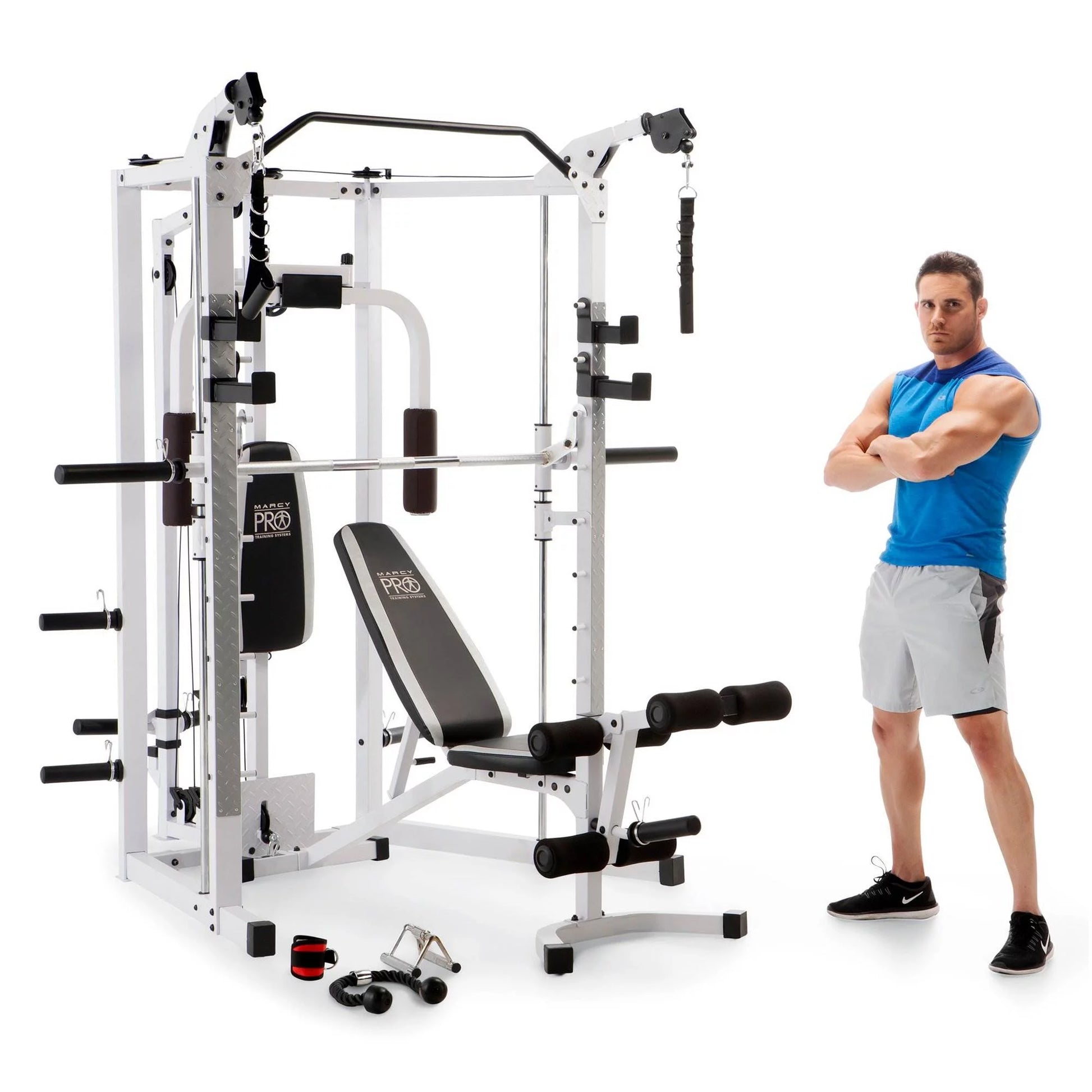 Combo All in One Full Body Home Gym Workout Equipment, White